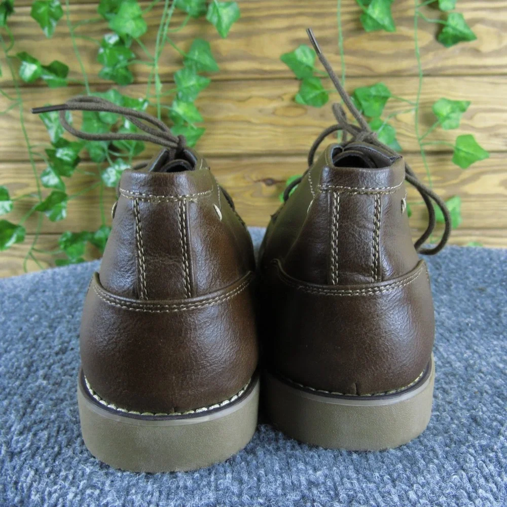 Dexter Brown Faux Leather Lace Up Chukka Boots Casual Dress Shoes Mens Size 10.5